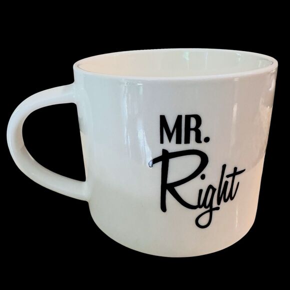 THRESHOLD "MR. RIGHT" White & Black Coffee/Tea Mug, Microwave & Diswasher Safe - Picture 3 of 8